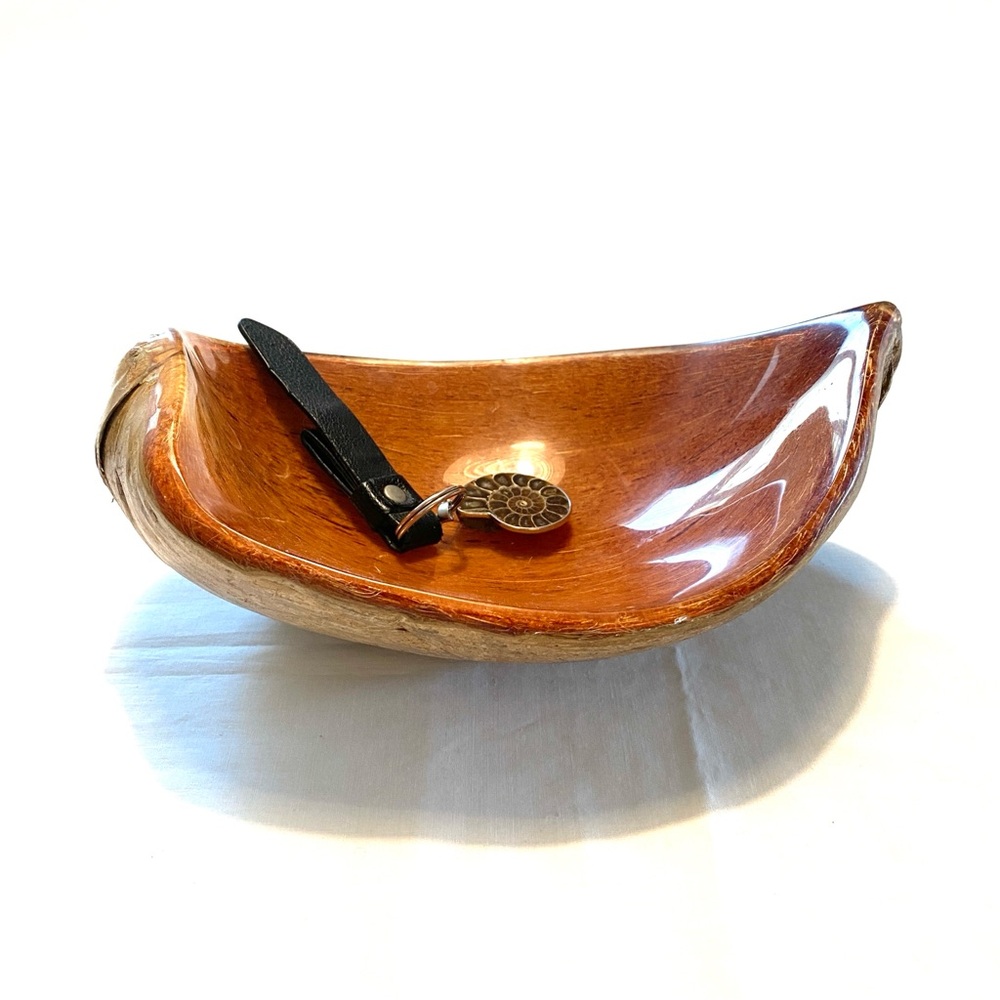 Handcrafted Coconut Husk Bowl Resin Trinket Dish Boho Decor